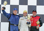 Podium ceremony after Sunday's race at Hungaroring: Michl (first), Forman (second) and Huber (of Germany, in third place)